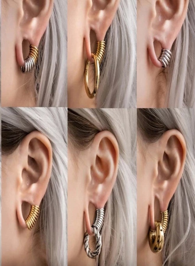 Earblity 10mm Stacker Ring Lobe Clip Ear Gauges Plugs Ear Tunnels Stretcher Earring Studs Clip on Cartilage Body Piercing Jewelry 2PCS Gold Rose Black Silver - Image 5